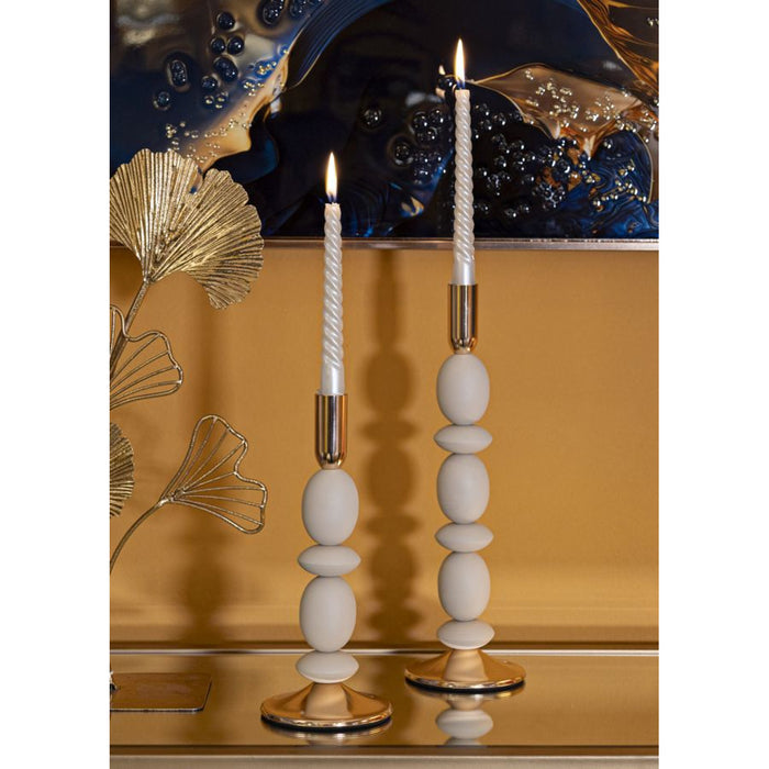 Portacandela MF929, Beige, Acciaio, 10x10x33,5 cm, Seven Design