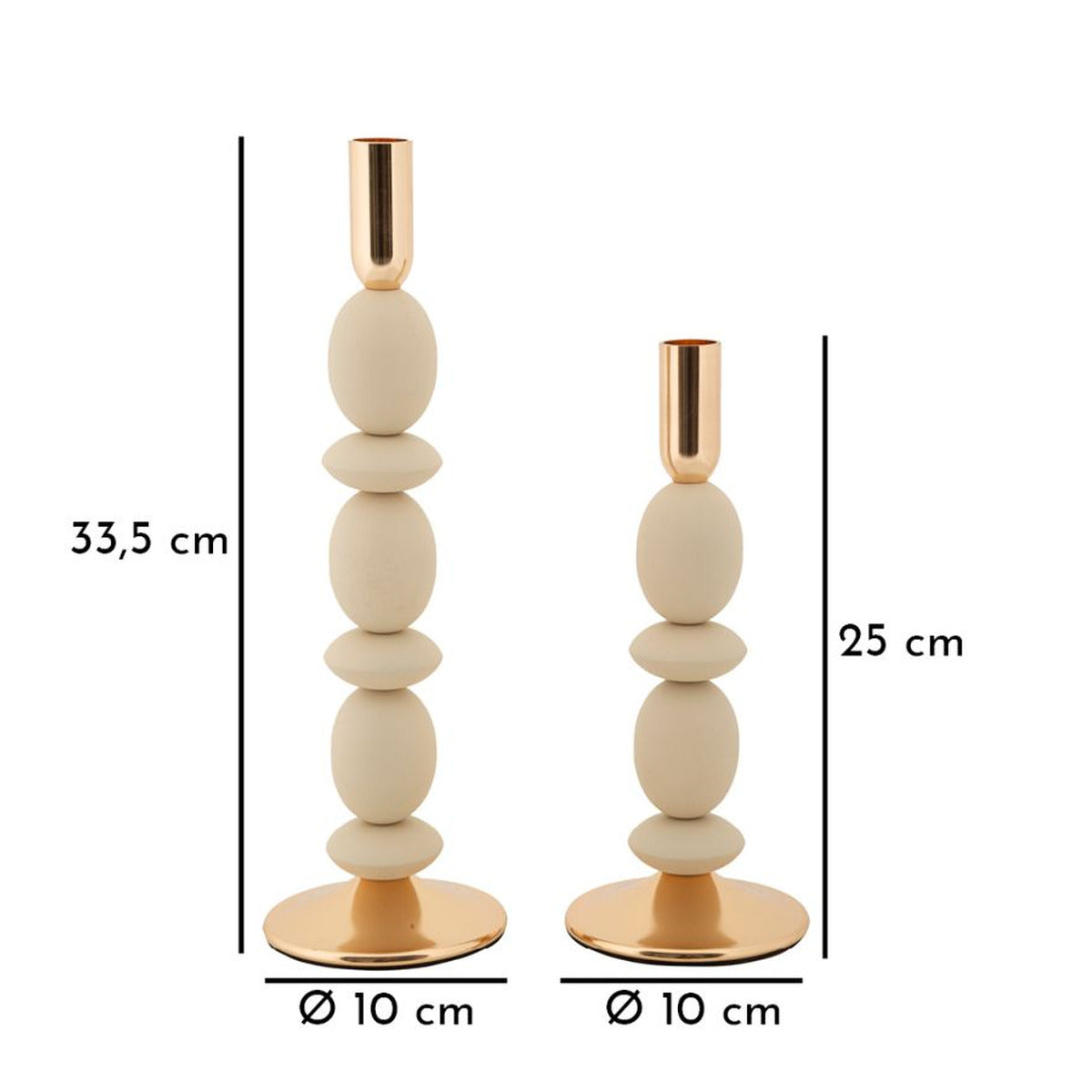 Portacandela MF929, Beige, Acciaio, 10x10x33,5 cm, Seven Design