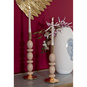 Portacandela MF930, Oro, Acciaio, 10x10x33,5 cm, Seven Design