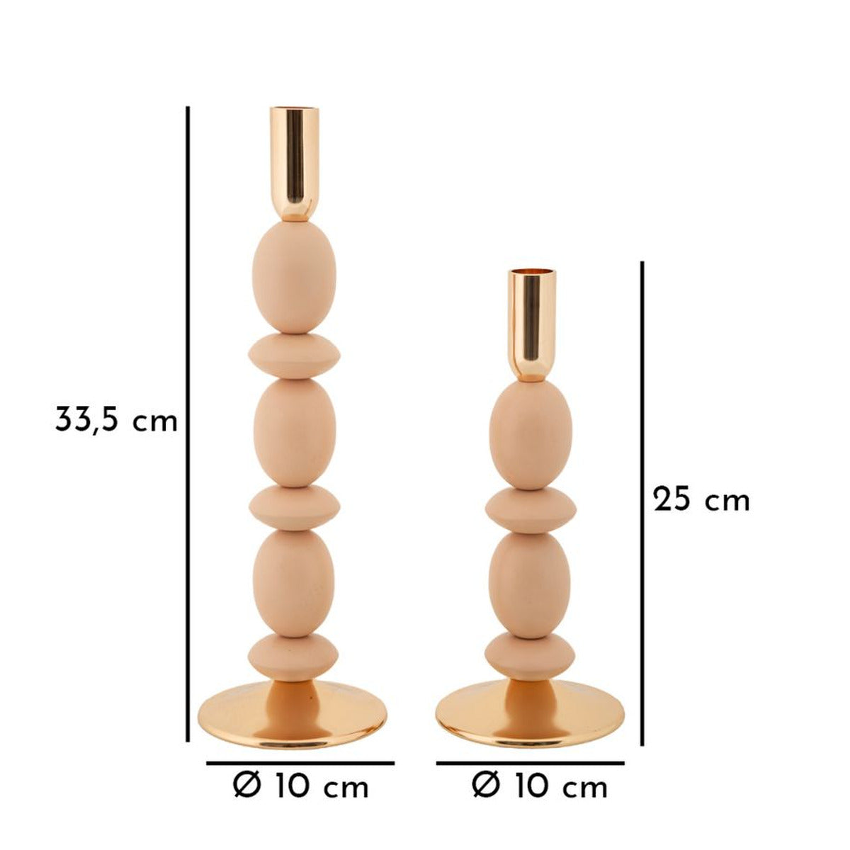 Portacandela MF930, Oro, Acciaio, 10x10x33,5 cm, Seven Design