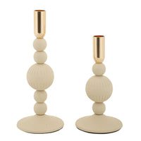 Portacandela MF931, Beige, Acciaio, 10x10x25,5 cm, Seven Design