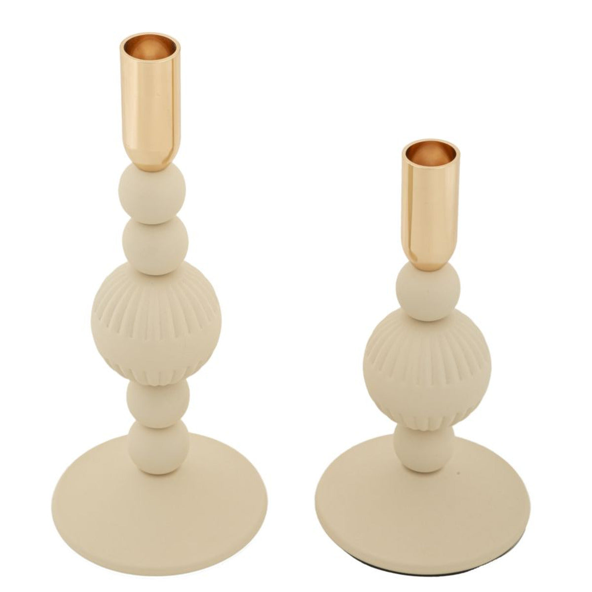 Portacandela MF931, Beige, Acciaio, 10x10x25,5 cm, Seven Design