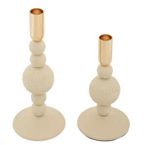 Portacandela MF931, Beige, Acciaio, 10x10x25,5 cm, Seven Design