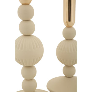 Portacandela MF931, Beige, Acciaio, 10x10x25,5 cm, Seven Design