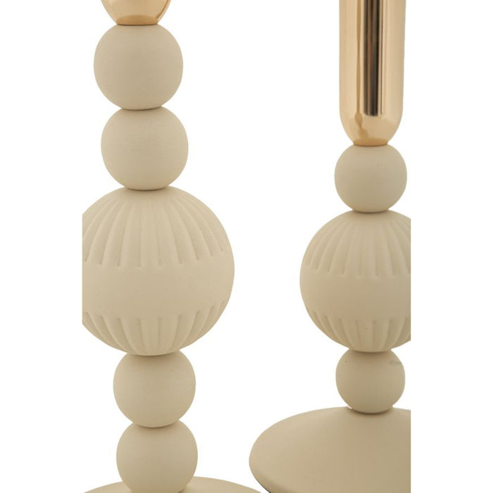 Portacandela MF931, Beige, Acciaio, 10x10x25,5 cm, Seven Design