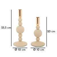 Portacandela MF931, Beige, Acciaio, 10x10x25,5 cm, Seven Design