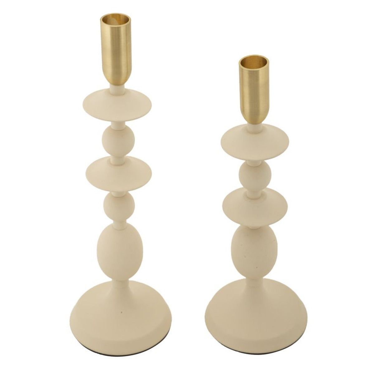 Portacandela MF933, Beige, Acciaio, 10x10x33 cm, Seven Design