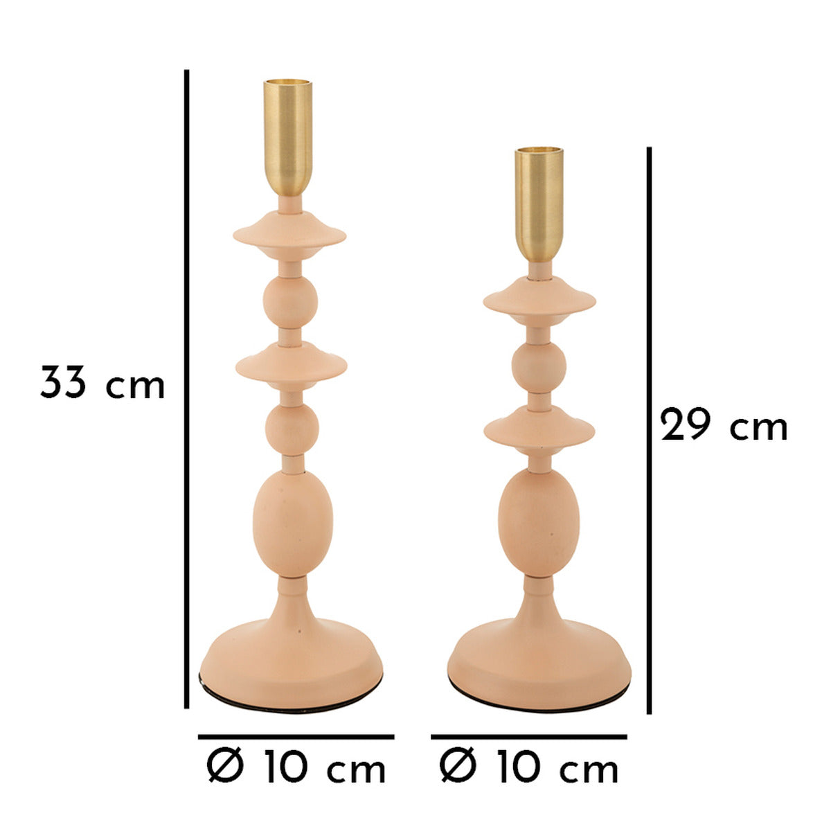 Portacandela MF934, Oro, Acciaio, 10x10x33 cm, Seven Design