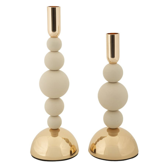 Portacandela MF935, Beige, Acciaio, 10x10x29,5 cm, Seven Design