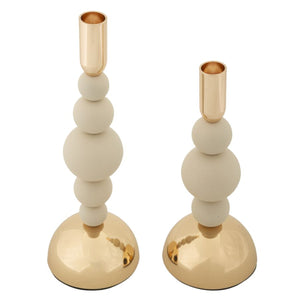 Portacandela MF935, Beige, Acciaio, 10x10x29,5 cm, Seven Design