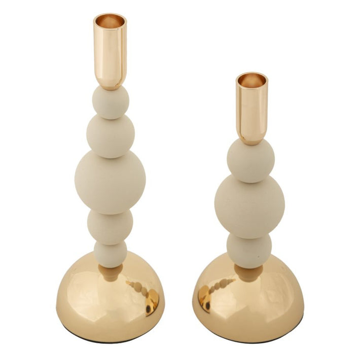 Portacandela MF935, Beige, Acciaio, 10x10x29,5 cm, Seven Design