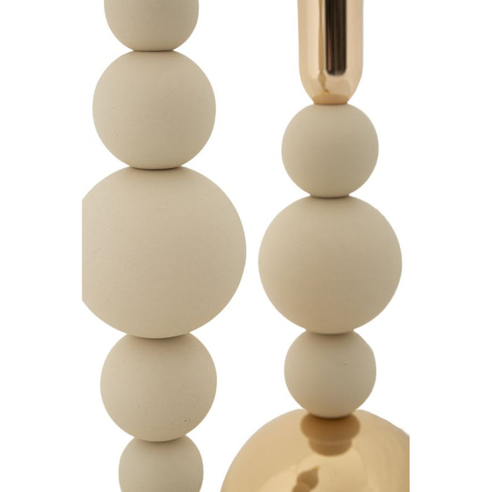 Portacandela MF935, Beige, Acciaio, 10x10x29,5 cm, Seven Design