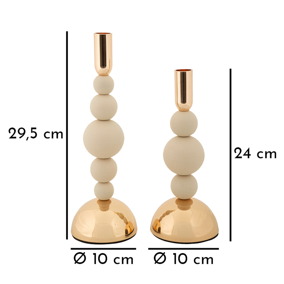 Portacandela MF935, Beige, Acciaio, 10x10x29,5 cm, Seven Design