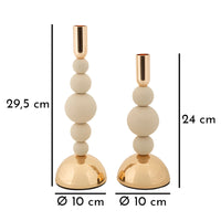 Portacandela MF935, Beige, Acciaio, 10x10x29,5 cm, Seven Design