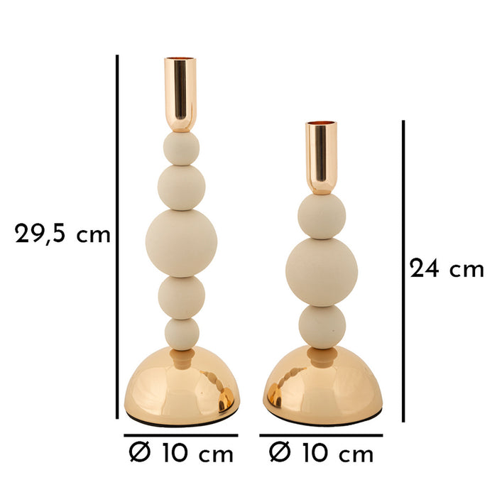 Portacandela MF935, Beige, Acciaio, 10x10x29,5 cm, Seven Design