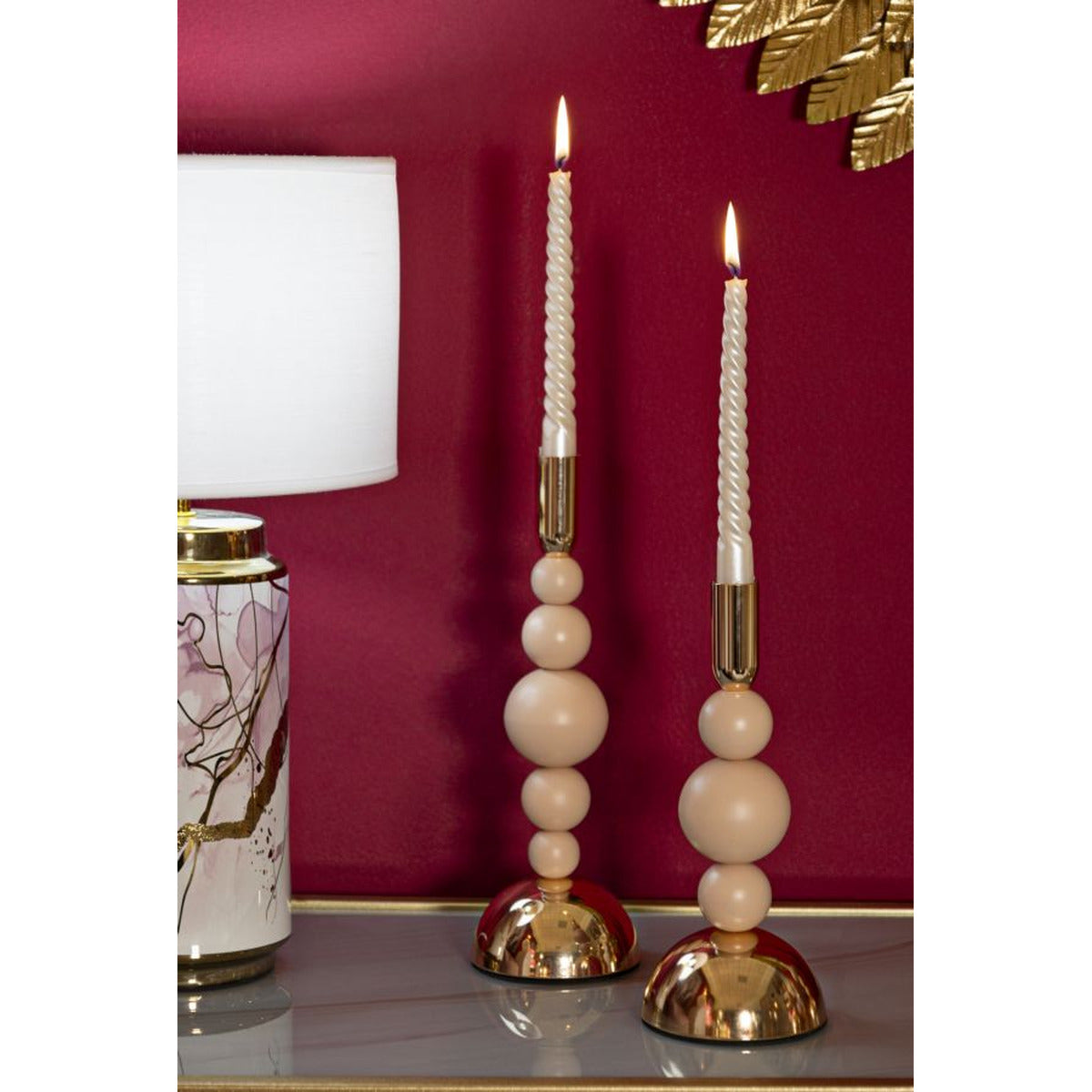 Portacandela MF936, Oro, Acciaio, 10x10x29,5 cm, Seven Design