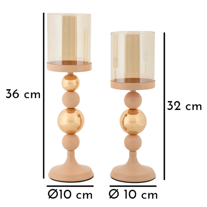 Portacandela MF938, Oro, Acciaio, 10x10x36 cm, Seven Design