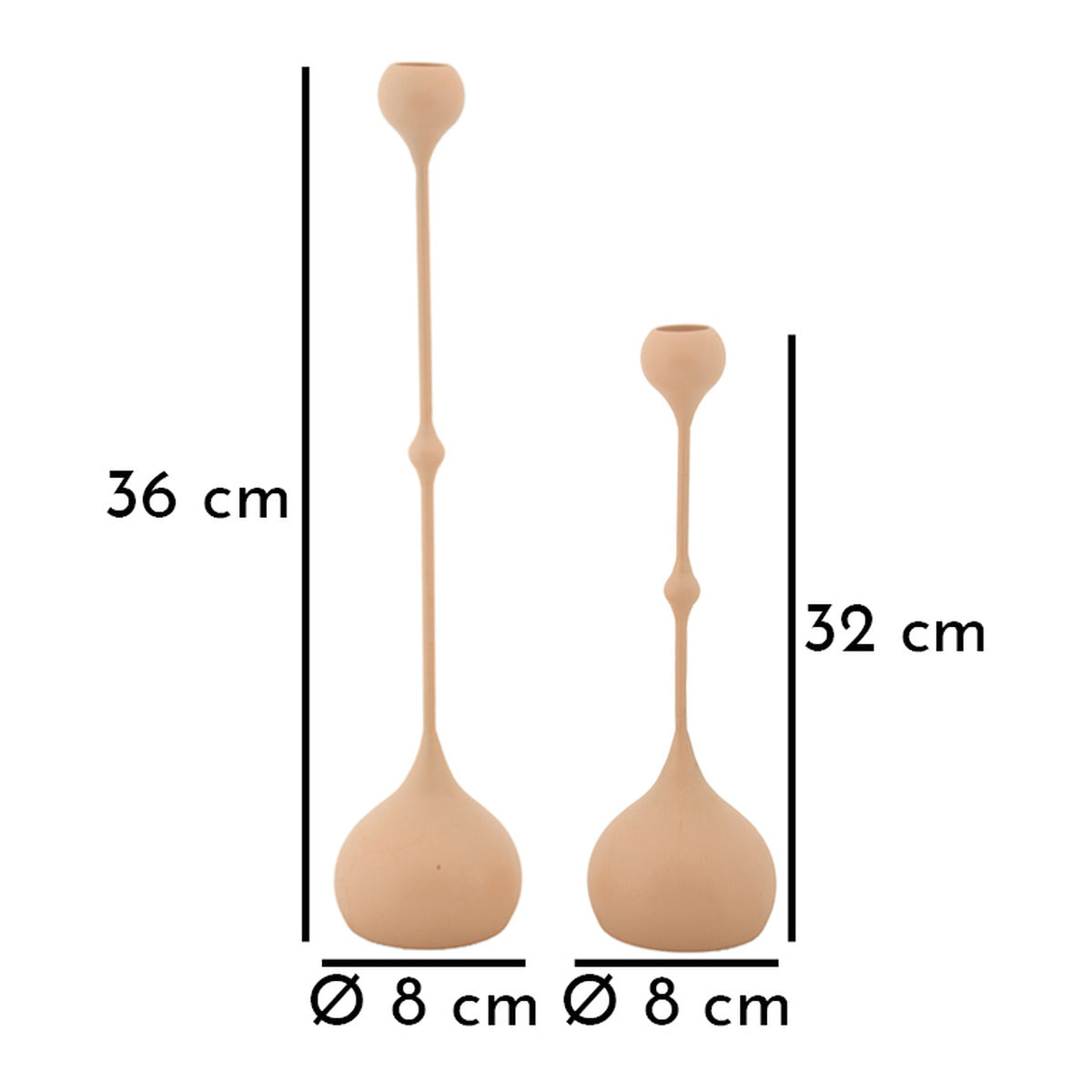 Portacandela MF940, Oro, Acciaio, 8x8x37 cm, Seven Design