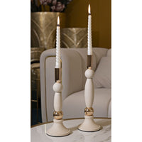 Portacandela MF941, Beige, Acciaio, 9,5x9,5x30 cm, Seven Design