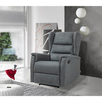 Poltrona Reclinabile Lorella, Grigio, Ciniglia, 72x92x104 cm, Seven Design