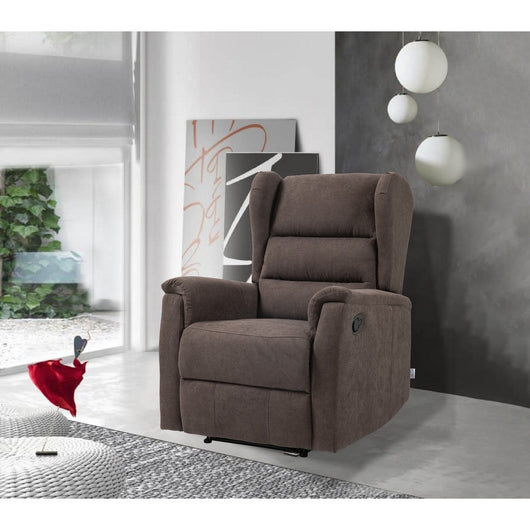 Poltrona Reclinabile Lorella, Marrone, Ciniglia, 72x92x104 cm, Seven Design