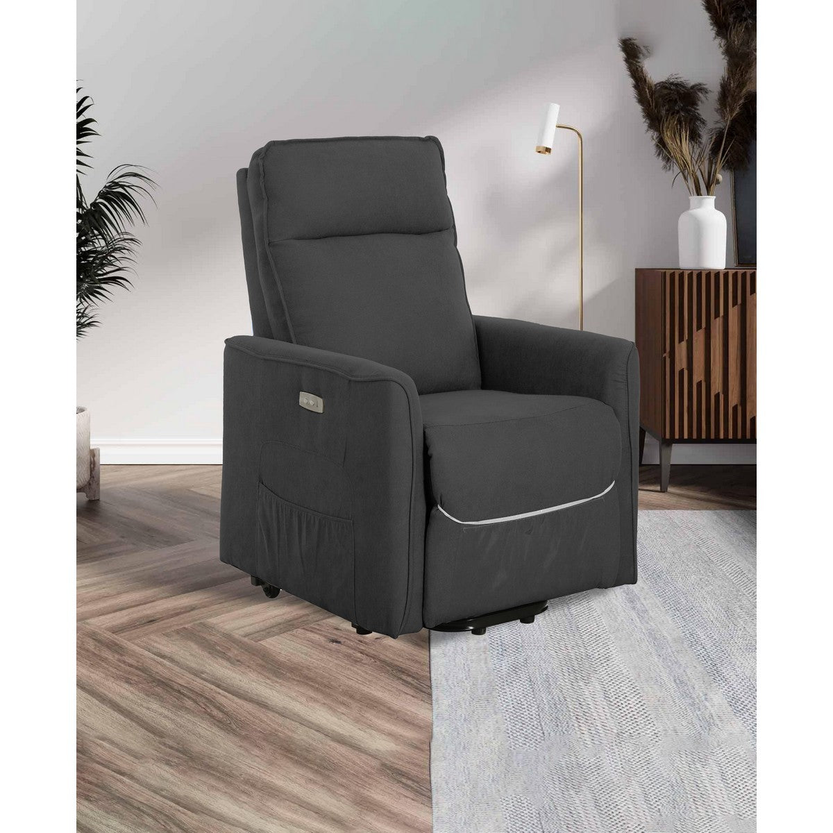 Poltrona Reclinabile Penelope Plus, Grigio, Ciniglia, 70x86x103 cm, Seven Design