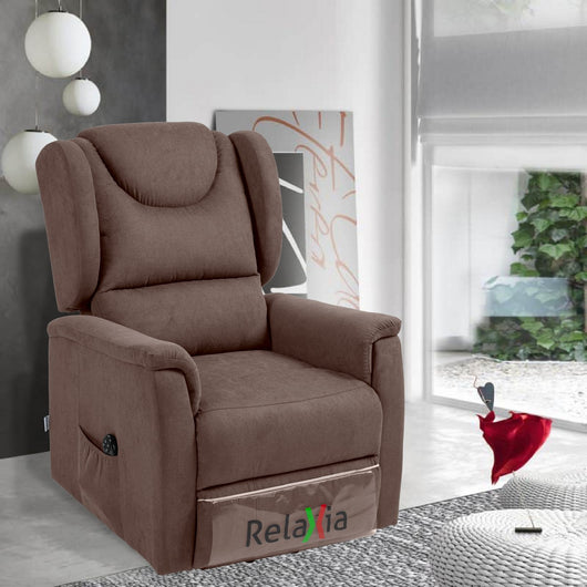 Poltrona Reclinabile Leda, Marrone, Ciniglia, 72x92x104 cm, Seven Design