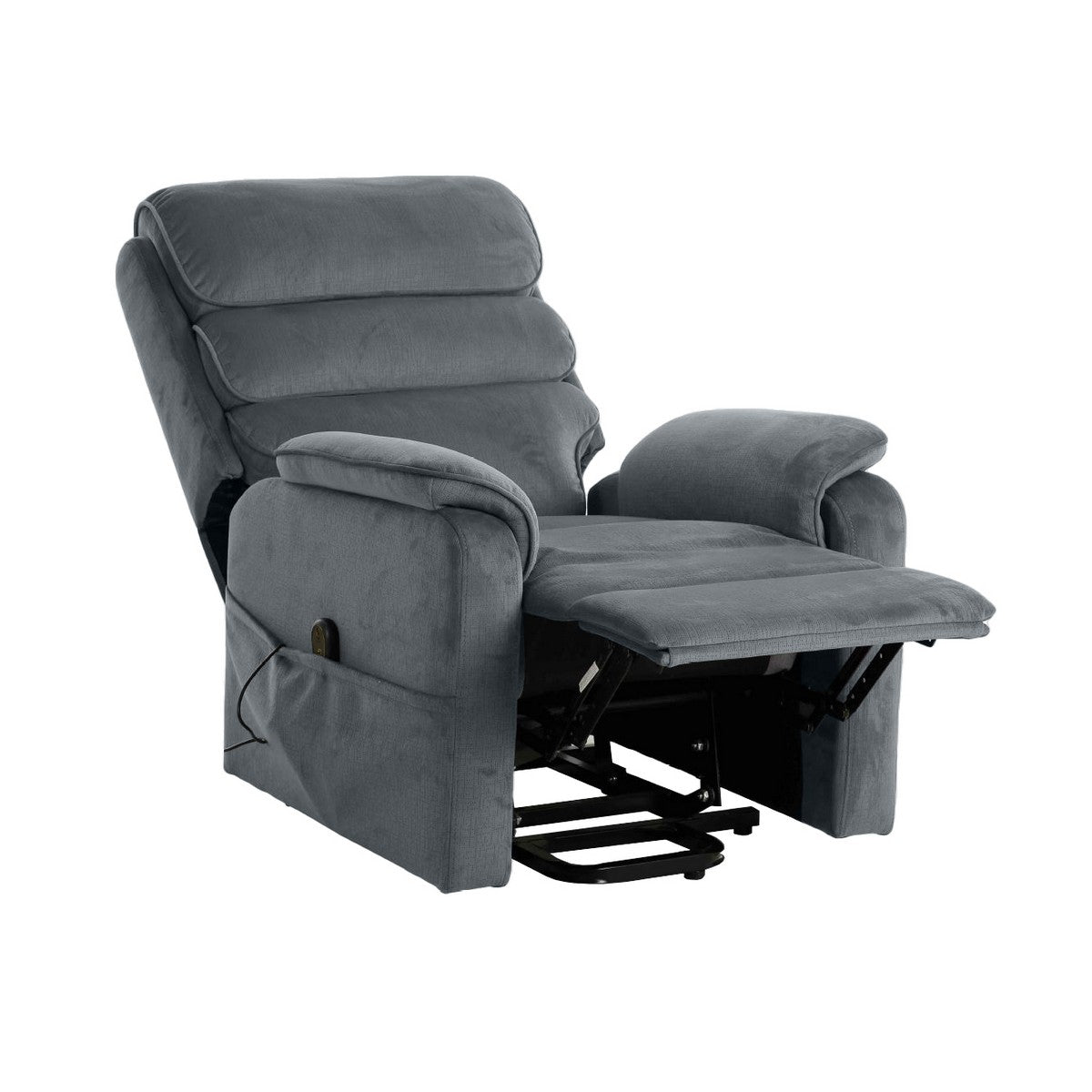 Poltrona Reclinabile Grazia Plus, Grigio, Ciniglia, 81x91x107 cm, Seven Design