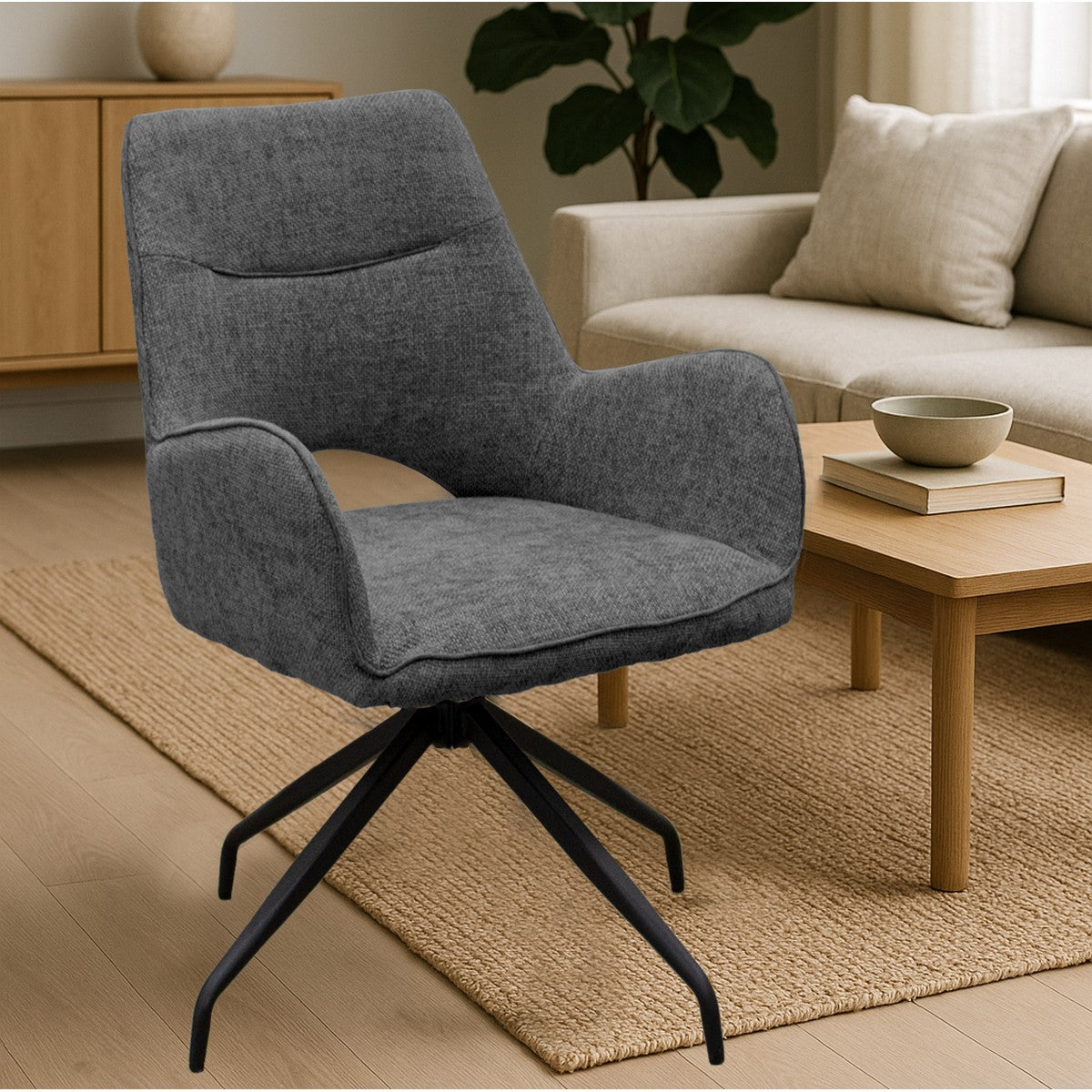 Set di 2 Sedie Brigitte, Grigio, Ciniglia, 58x74x86 cm, Seven Design