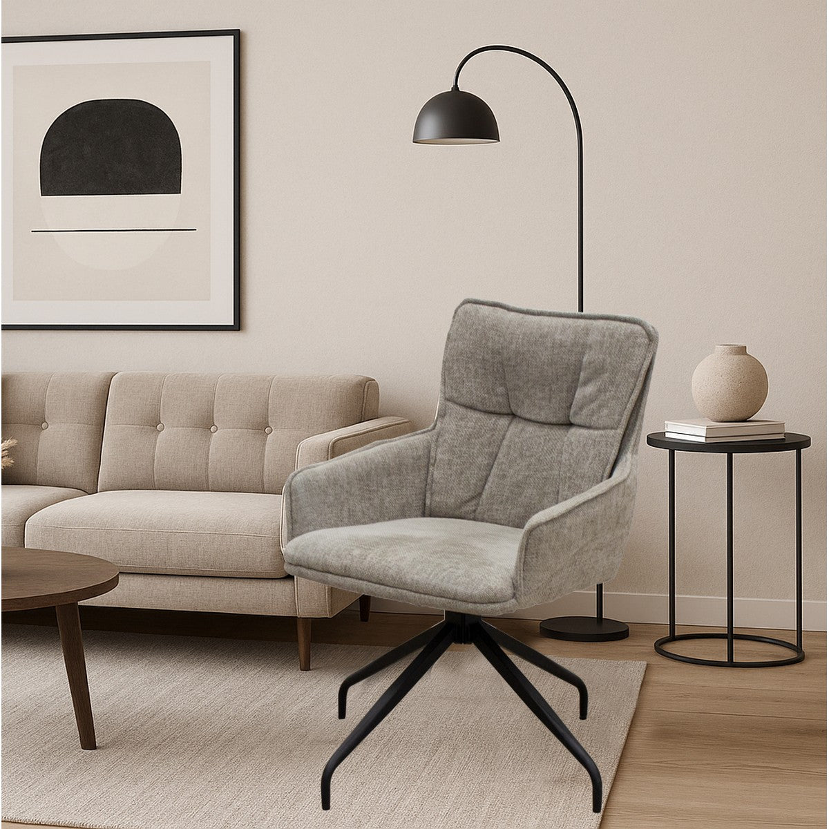 Set di 2 Sedie Ketty, Tortora, Ciniglia, 57x61x88 cm, Seven Design