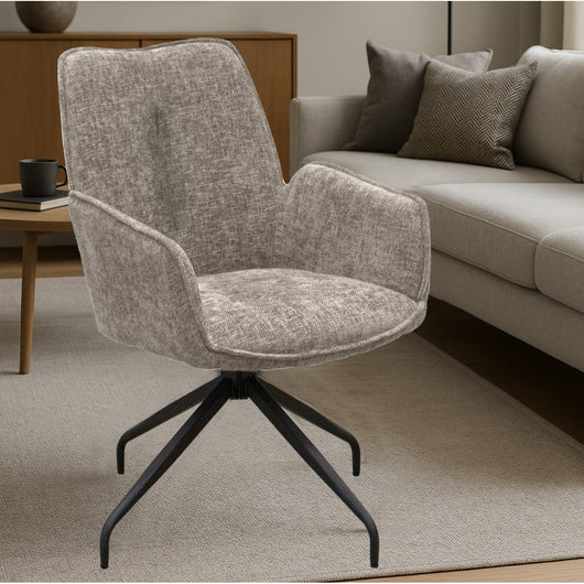 Set di 2 Sedie Liz, Tortora, Ciniglia, 55x65x91 cm, Seven Design