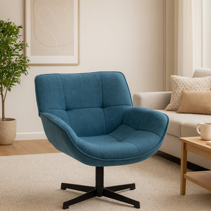 Poltrona Odette, Blu, Tela, 72x80x82 cm, Seven Design