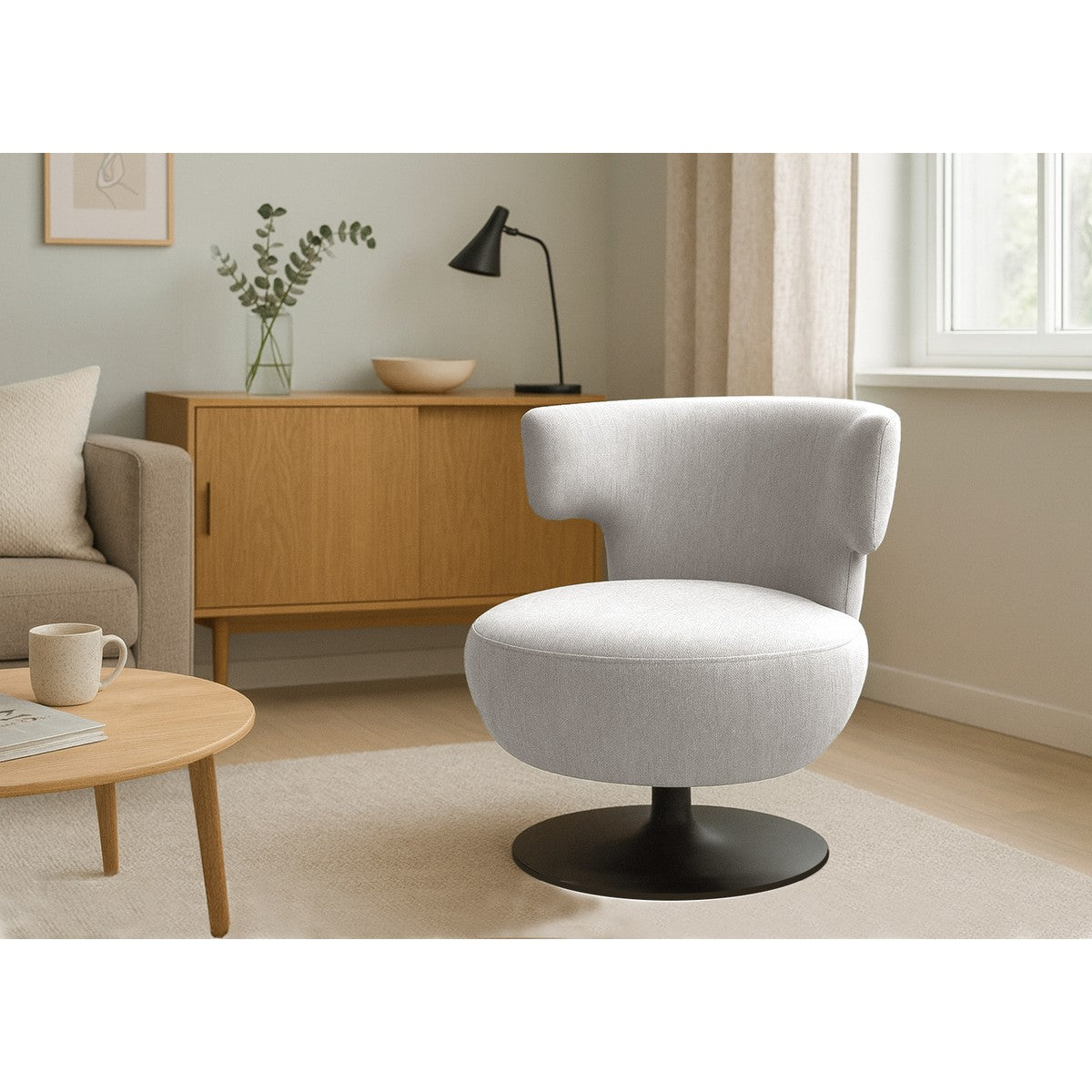 Poltrona Pauline, Bianco, Tela, 67x76x76 cm, Seven Design