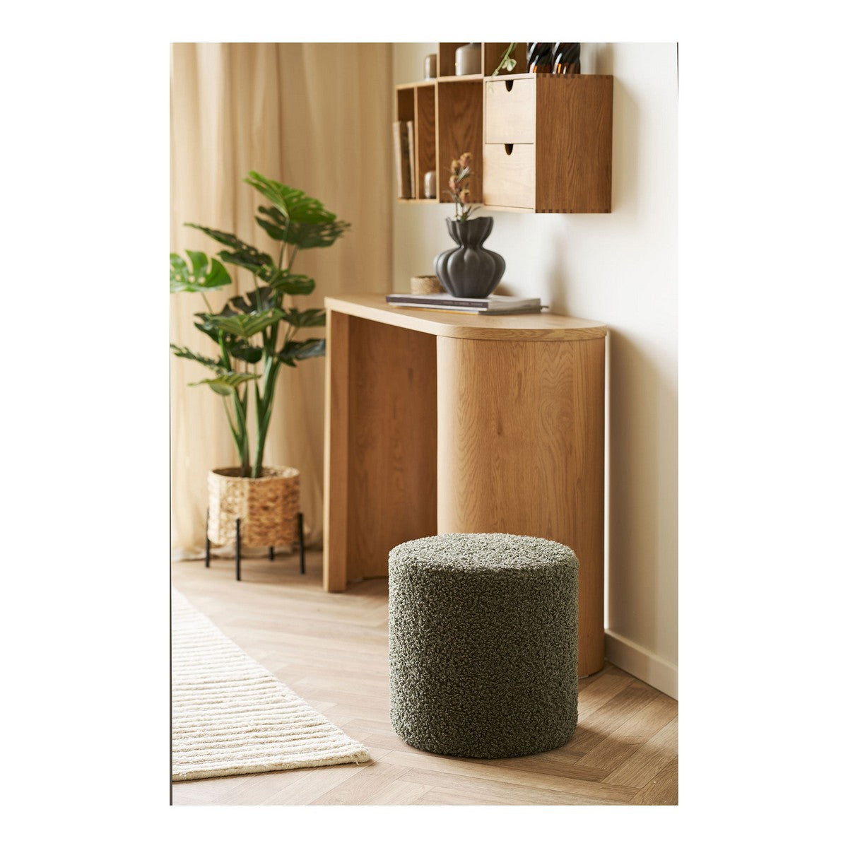 Pouf Ejby, Verde, Poliestere, 34x34x36 cm, Seven Design