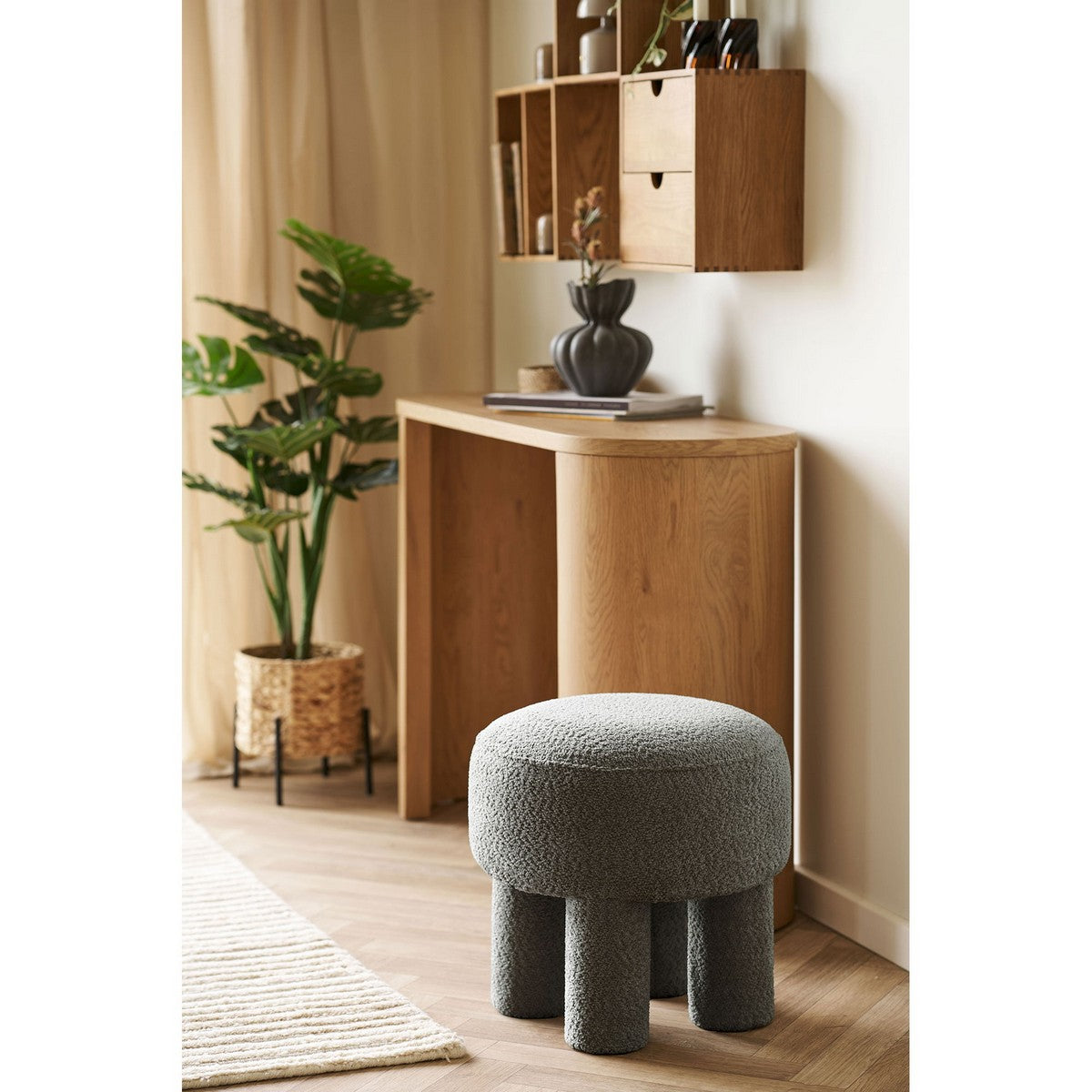 Pouf Canberra, Verde, Tessuto, 43x43x43 cm, Seven Design