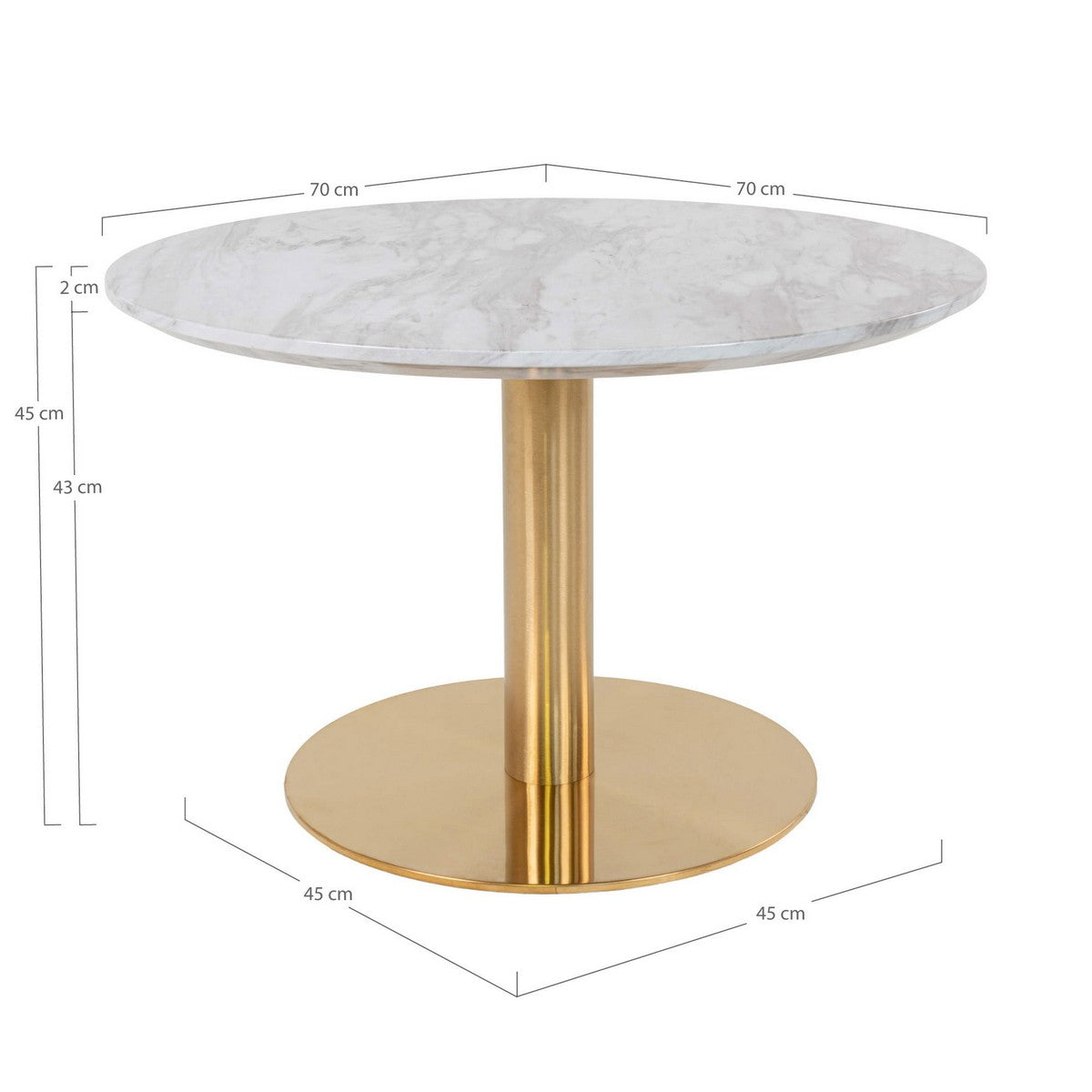 Tavolino Bolzano, Oro, Metallo, 70x70x45 cm, Seven Design