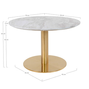 Tavolino Bolzano, Oro, Metallo, 70x70x45 cm, Seven Design