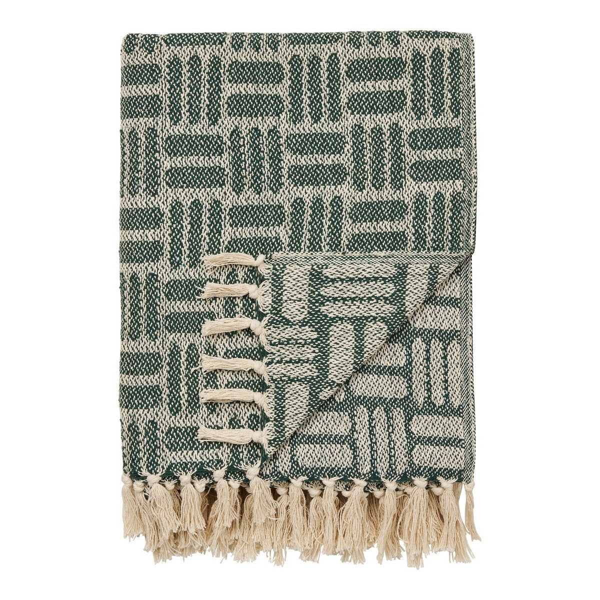 Plaid Adana, Verde, Cotone, 130x180x1 cm, Seven Design