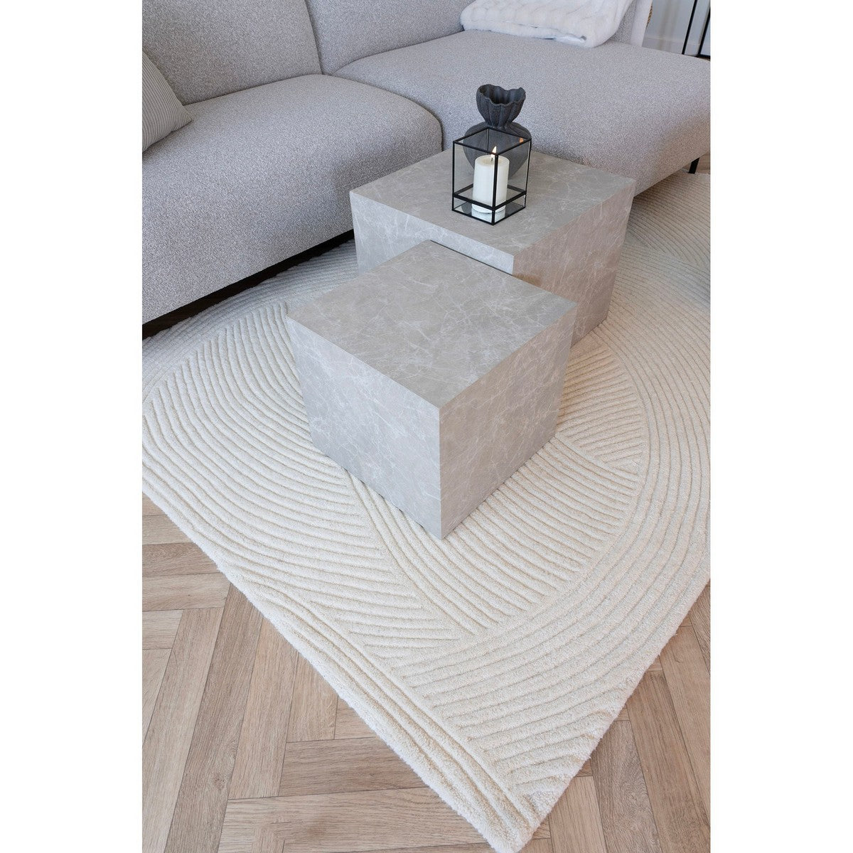 Tappeto Rettangolare Pune, Bianco, Poliestere, 160x230x1 cm, Seven Design