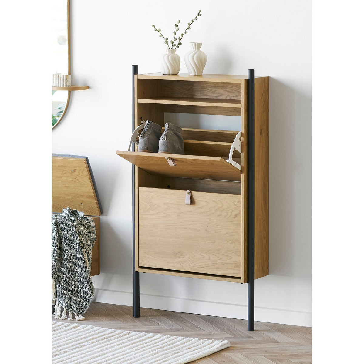 Scarpiera Barco, Marrone, Metallo, 62x26x118 cm, Seven Design