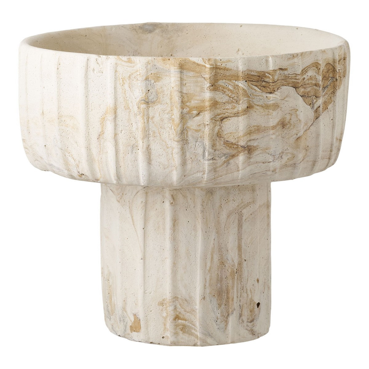 Vaso Decorativo HN7, Beige, Cemento, 20,5x20,5x6 cm, Seven Design