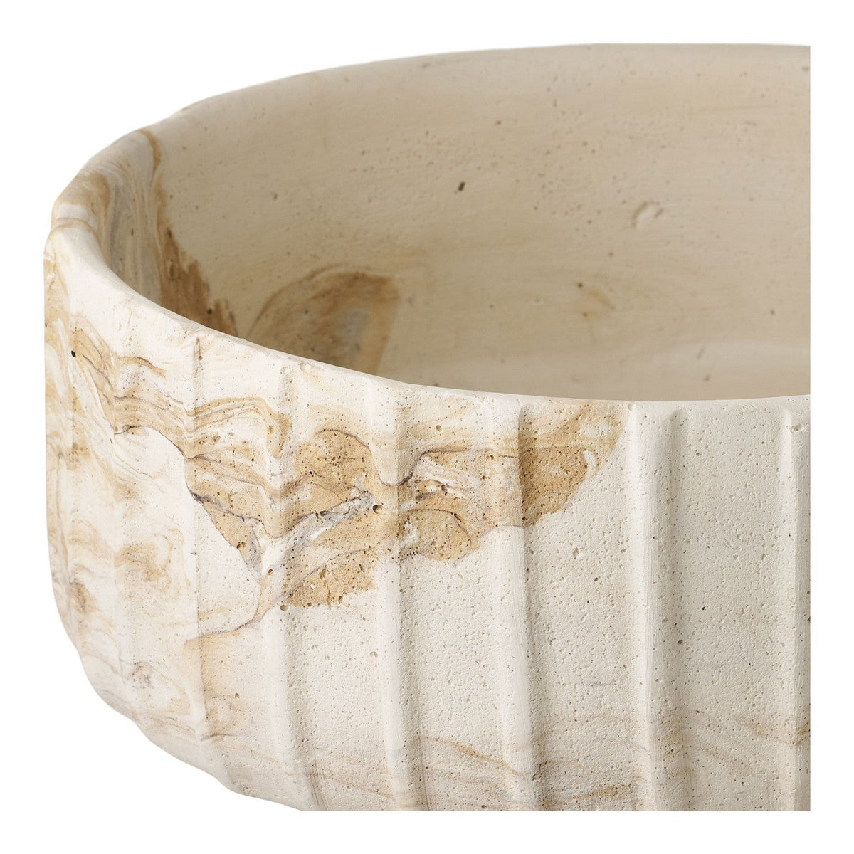 Vaso Decorativo HN7, Beige, Cemento, 20,5x20,5x6 cm, Seven Design