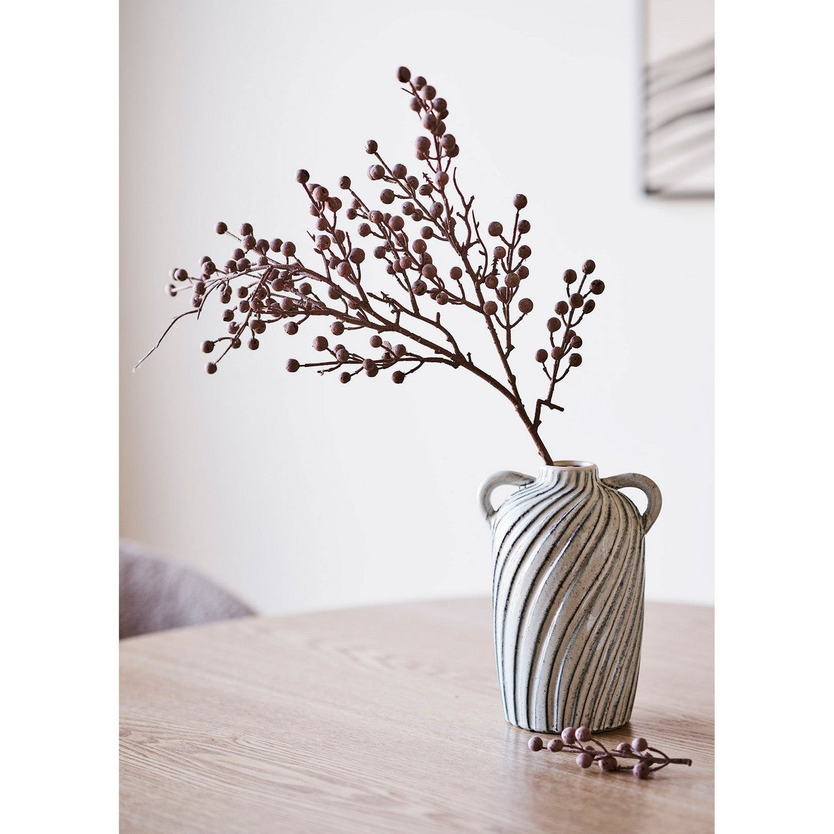 Vaso Decorativo HN8, Grigio, Ceramica, 15,5x14x22 cm, Seven Design