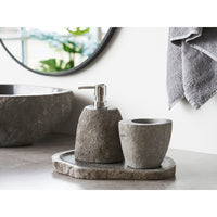 Vassoio per Bagno Gara, Grigio, Pietra, 30x25x3 cm, Seven Design