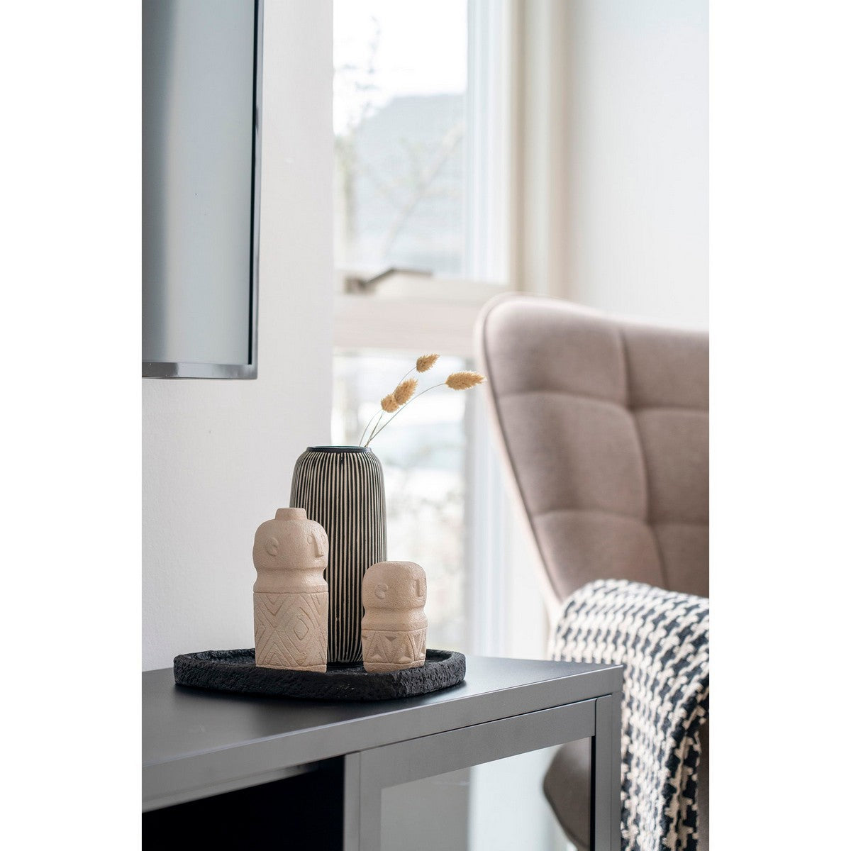 Vassoio HN34, Nero, Cemento, 26,5x26x2 cm, Seven Design