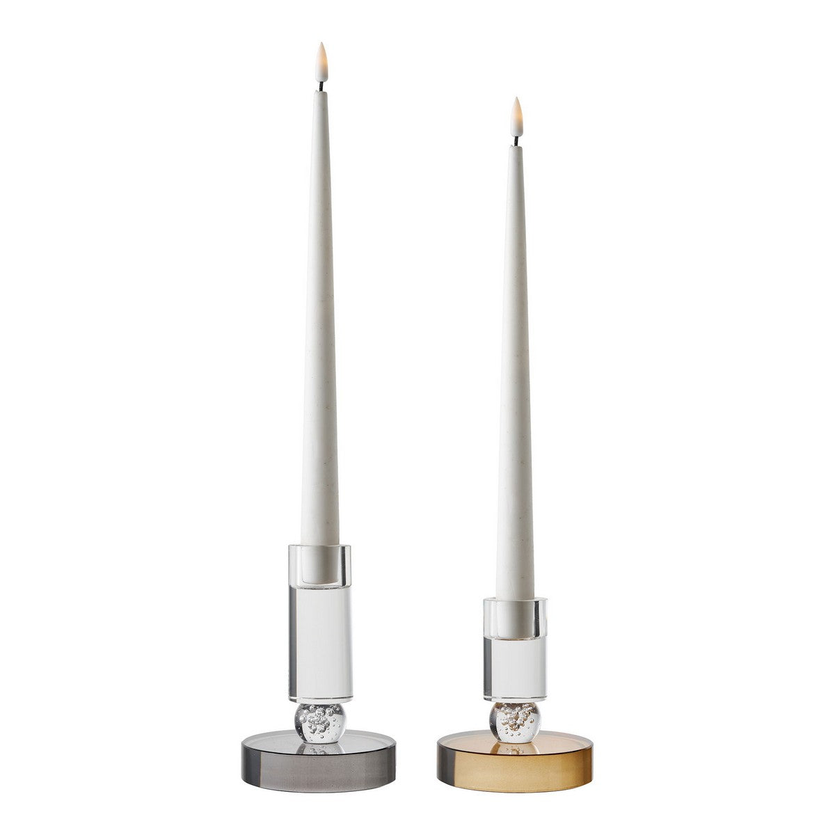Portacandela HN22, Argento, Vetro, 9x9x13 cm, Seven Design