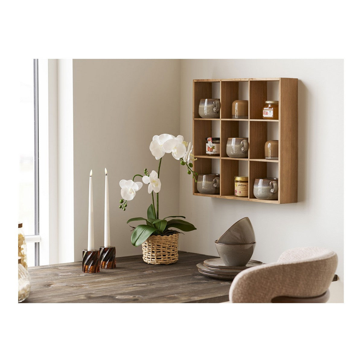 Portacandela HN23, Marrone, Vetro, 8x8x7,5 cm, Seven Design