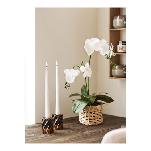 Portacandela HN24, Marrone, Vetro, 6x6x7,5 cm, Seven Design