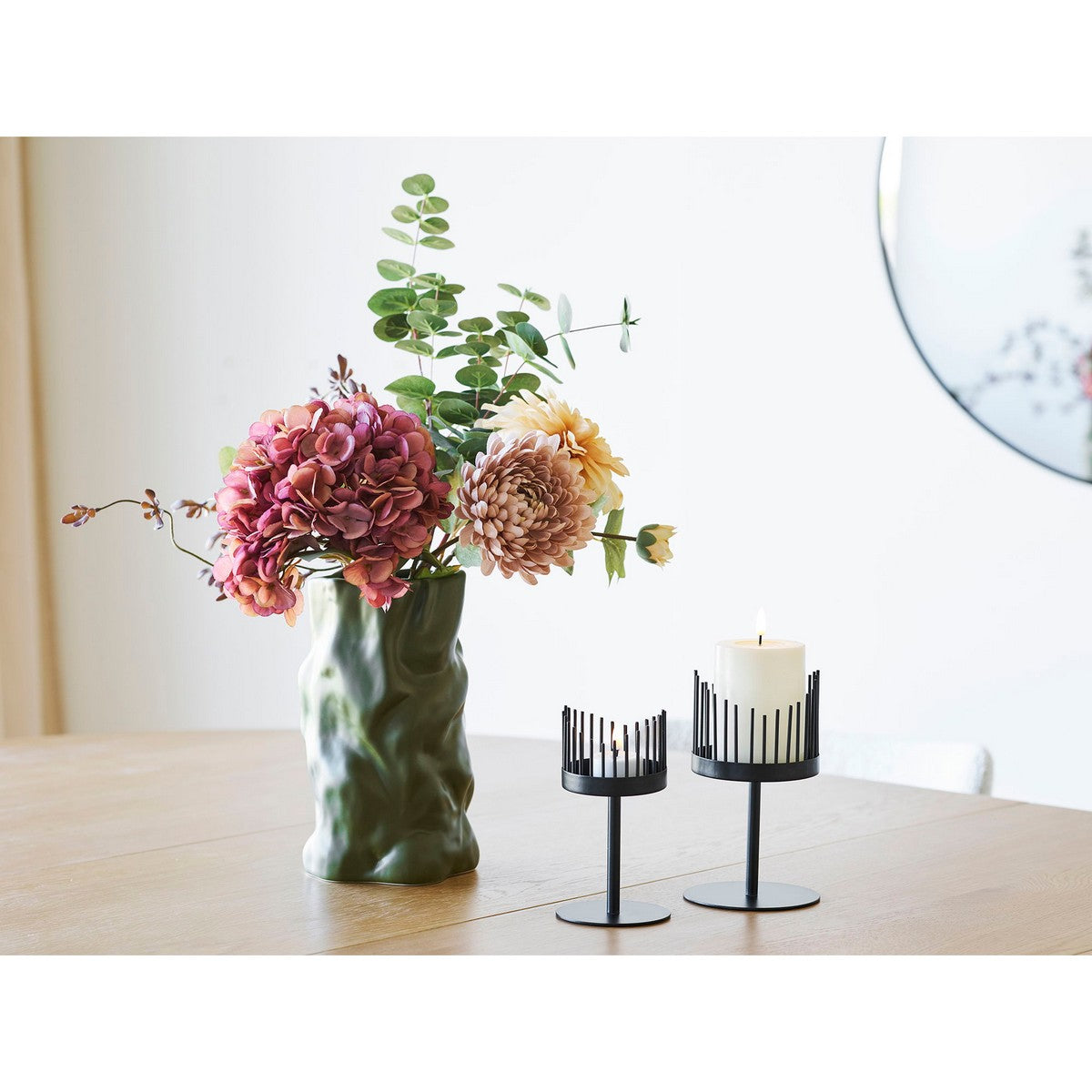 Portacandela HN27, Nero, Metallo, 11x11x18 cm, Seven Design