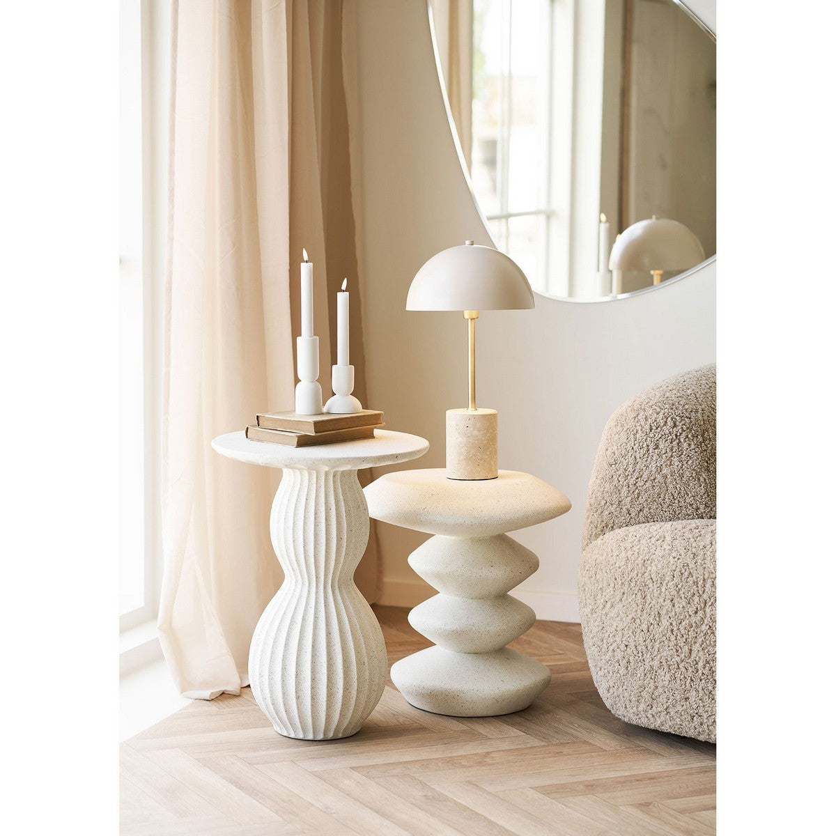 Lampada da Tavolo Sheffield, Beige, Metallo, 25x25x45 cm, Seven Design